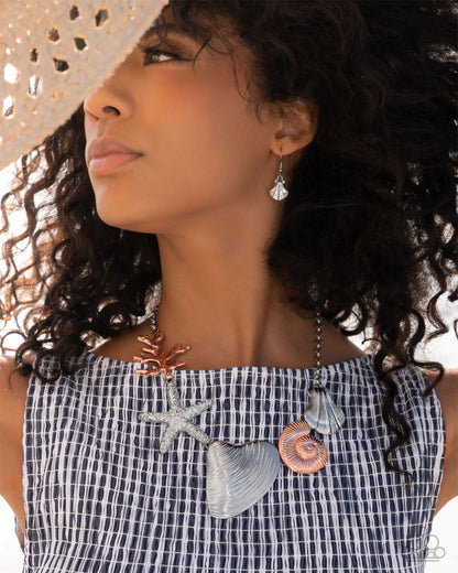 Along the Reef - Silver & Shiny Copper Seashell, Coral, Starfish Necklace - Empower Me Pink Exclusive 2025 - Paparazzi Accessories