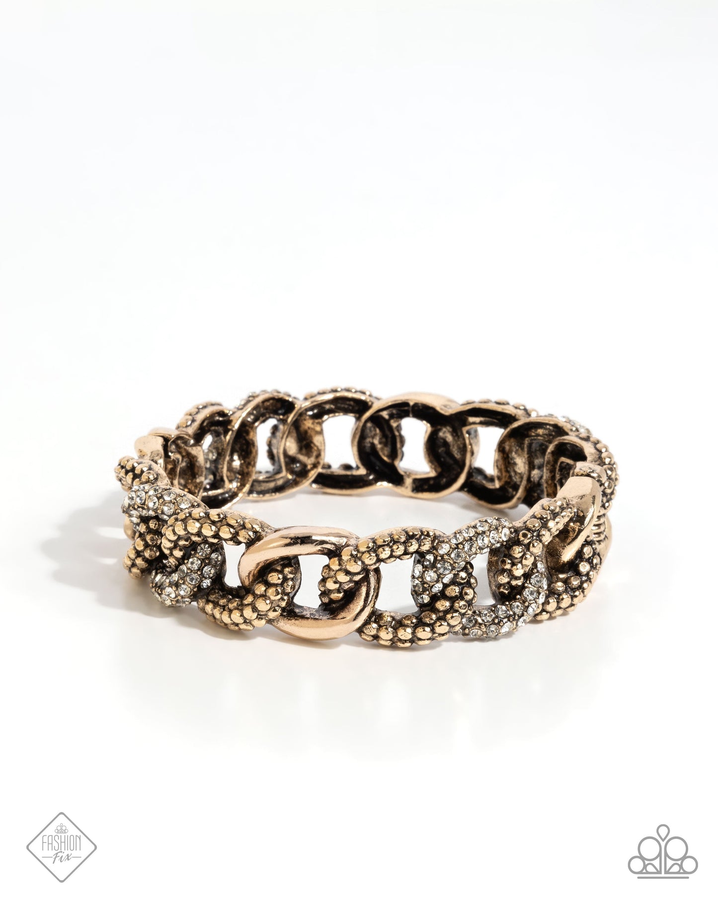 Assertive Austerity - Gold - Chain Link Paparazzi Stretchy Bracelet - March 2025 Magnificent Musings
