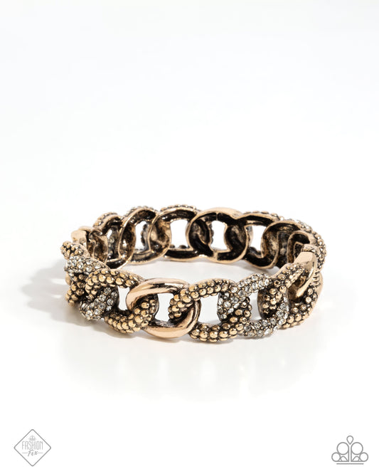 Assertive Austerity - Gold - Chain Link Paparazzi Stretchy Bracelet - March 2025 Magnificent Musings