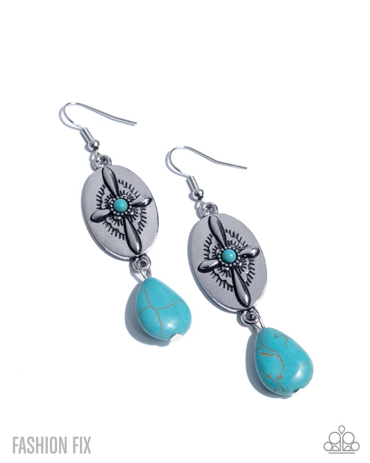Authentic Arrangement - Blue Earrings - Simply Santa Fe June 2025 - Paparazzi Accessories