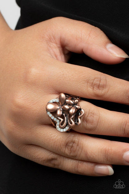 Fluttering Flashback - Copper Butterfly Ring - Paparazzi Accessories
