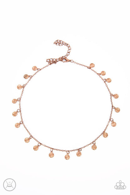Chiming Charmer - Copper Choker Necklace - Paparazzi Accessories