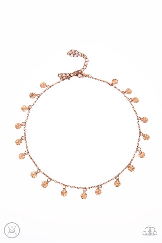 Chiming Charmer - Copper Choker Necklace - Paparazzi Accessories