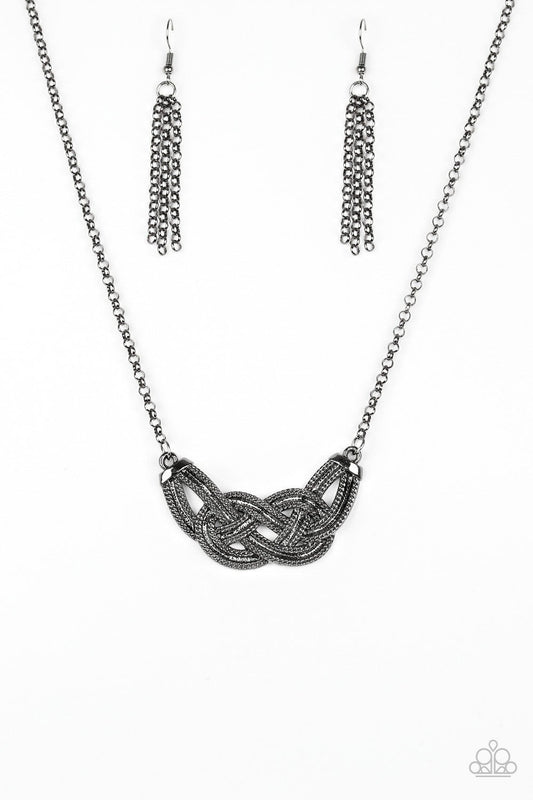 Nautically Naples - Black - Gunmetal Necklace - Paparazzi Accessories