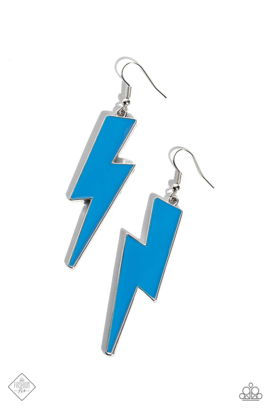 Rad Revive - Blue Lightning Bolt Earrings - Paparazzi Accessories