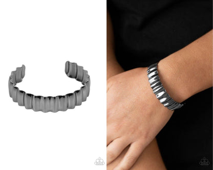 Across The HEIR-Waves - Black Cuff Bracelet