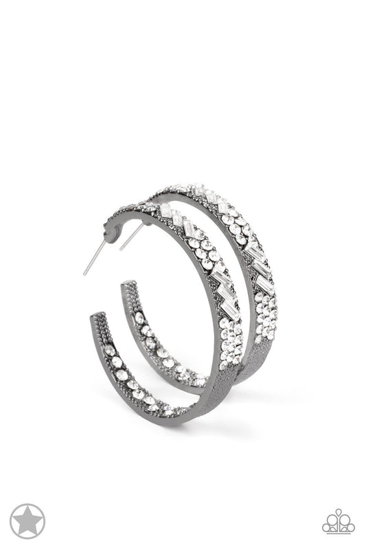 GLITZY By Association - Gunmetal Hoop Earrings - Paparazzi Accessories