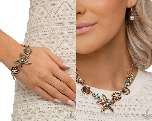 Complete Look - "Starfish Song - Blue Necklace" & "Starfish Single - Blue Bracelet"