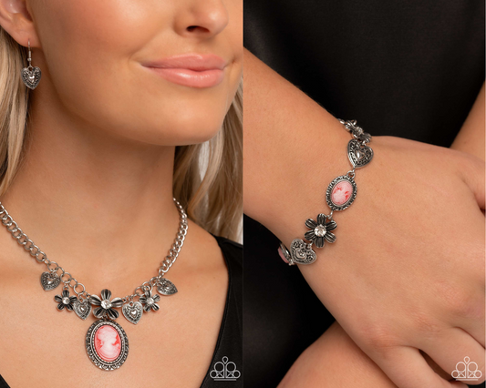 Complete Look - Red "Vintage Story" Necklace & "Ageless Account" Bracelet - Paparazzi Accessories