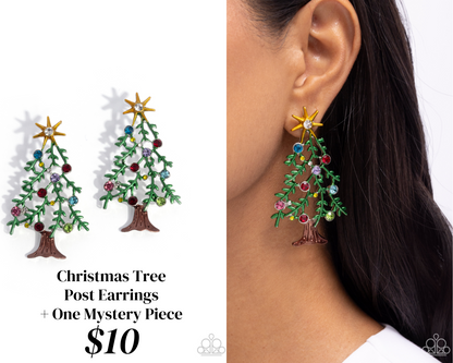 Christmas Credentials - Multi Christmas Tree Post Earrings + One Mystery Piece - Paparazzi Accessories
