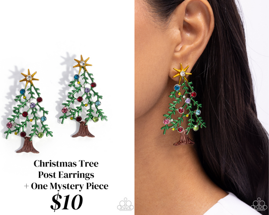 Christmas Credentials - Multi Christmas Tree Post Earrings + One Mystery Piece - Paparazzi Accessories