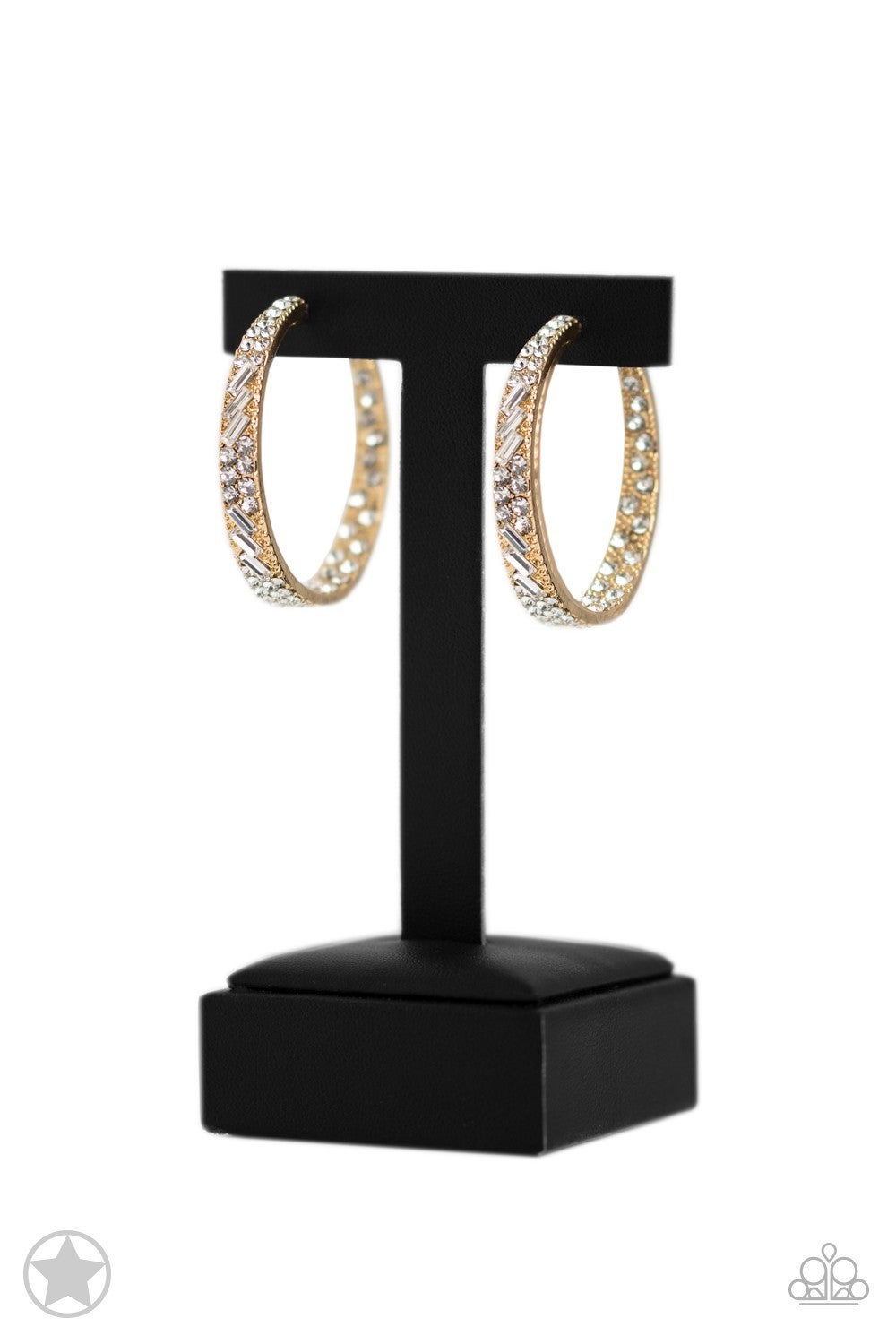 GLITZY By Association - Gold - Rhinestone Hoop Earrings - Paparazzi Accessories