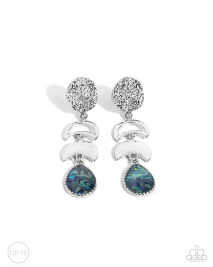 Celestial Character - Blue Abalone Shell Clip-on Earrings - Paparazzi Accessories