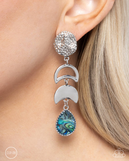 Celestial Character - Blue Abalone Shell Clip-on Earrings - Paparazzi Accessories