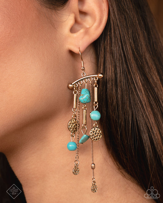Coachella Cascade - Blue Crackle Stone Gold Fishhook Earrings - Simply Santa Fe January 2025