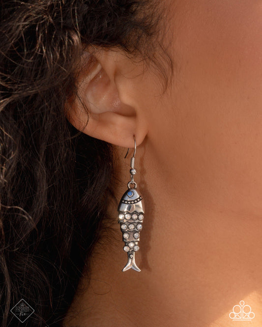 Coastal Cast - Silver - Fish Paparazzi Fishhook Earrings - March 2025 Sunset Sightings