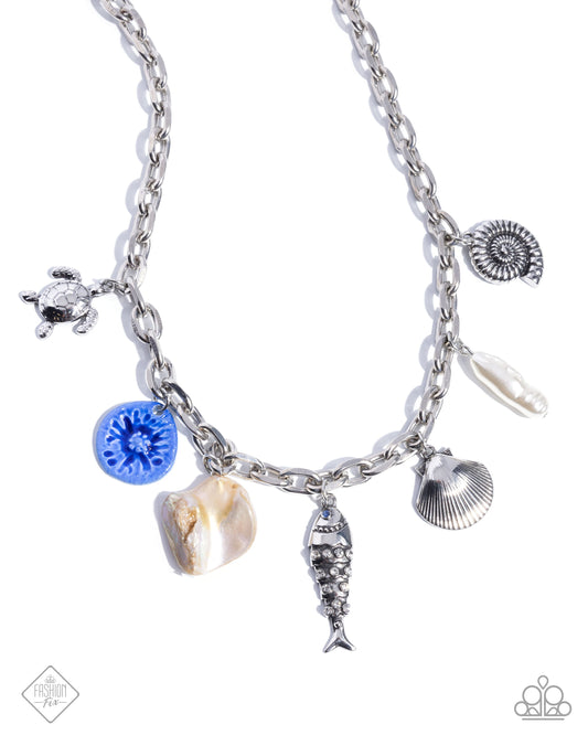 Coastal Climb - Multi - Shell, Turtle, Fish Charm Paparazzi Short Necklace - March 2025 Sunset Sightings
