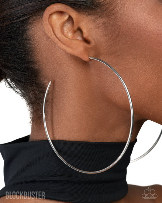 Colossal Couture - Silver Oversized Hoop Earrings - Paparazzi Accessories