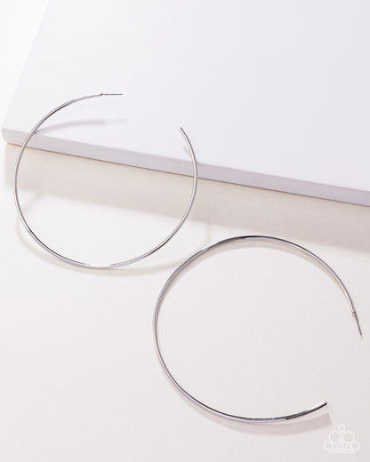 Colossal Couture - Silver Oversized Hoop Earrings - Paparazzi Accessories