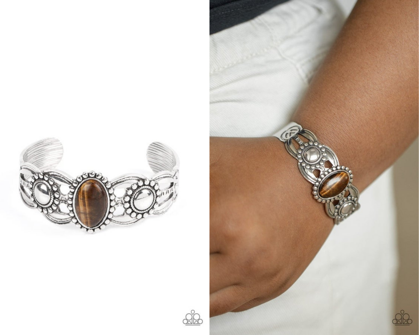 Solar Solstice - Brown - Tiger's Eye Stone Cuff Bracelet - Paparazzi Accessories