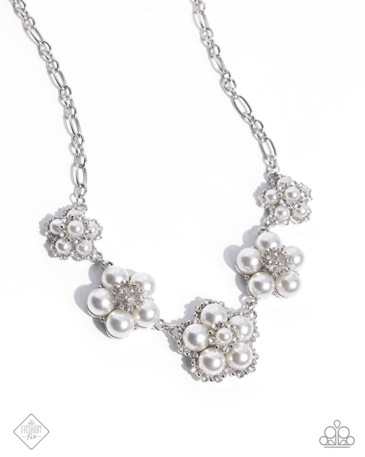 Cordially Chic - White Necklace - Fiercely 5th Avenue April 2025 - Paparazzi Accessories
