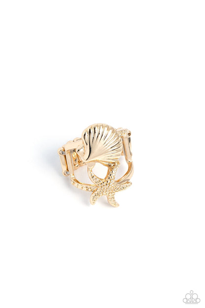 Seashell Showcase - Gold Starfish Ring - Paparazzi Accessories