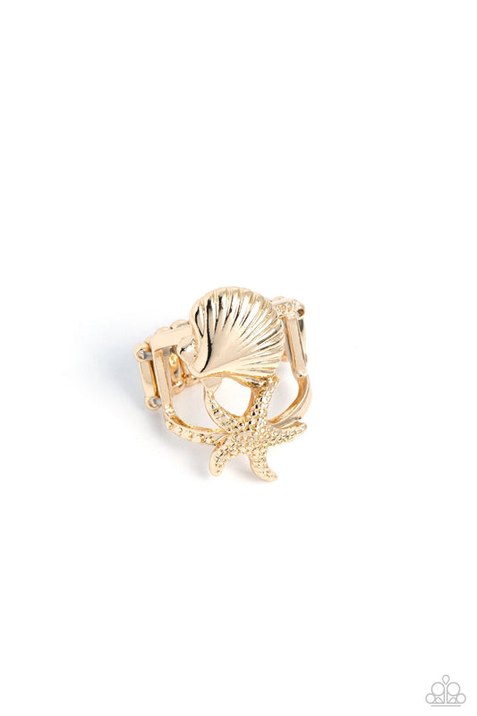 Seashell Showcase - Gold Starfish Ring - Paparazzi Accessories