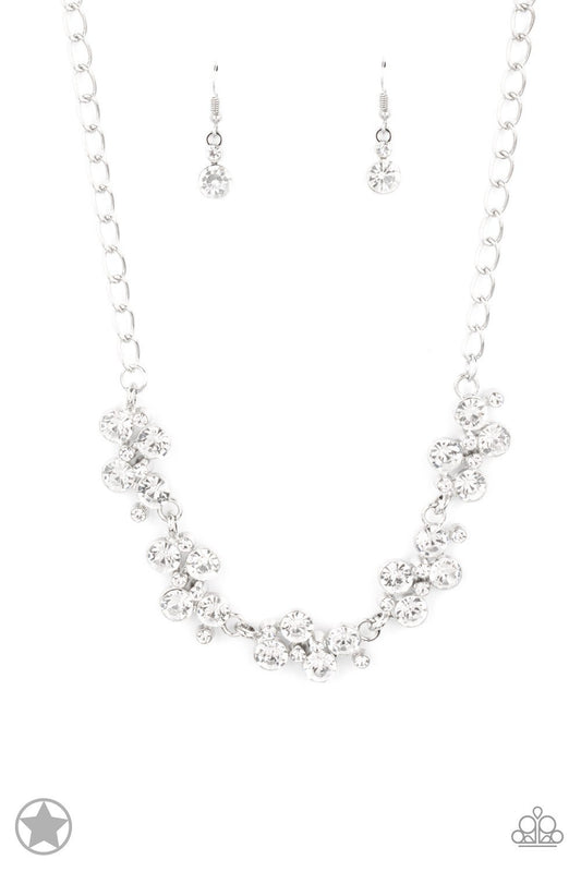 Hollywood Hills - White Rhinestone Necklace - Paparazzi Accessories