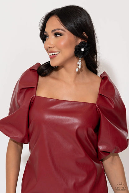 Dripping in Decadence - Black Post Earring - Life of the Party Exclusive July 2023 - Paparazzi Accessories