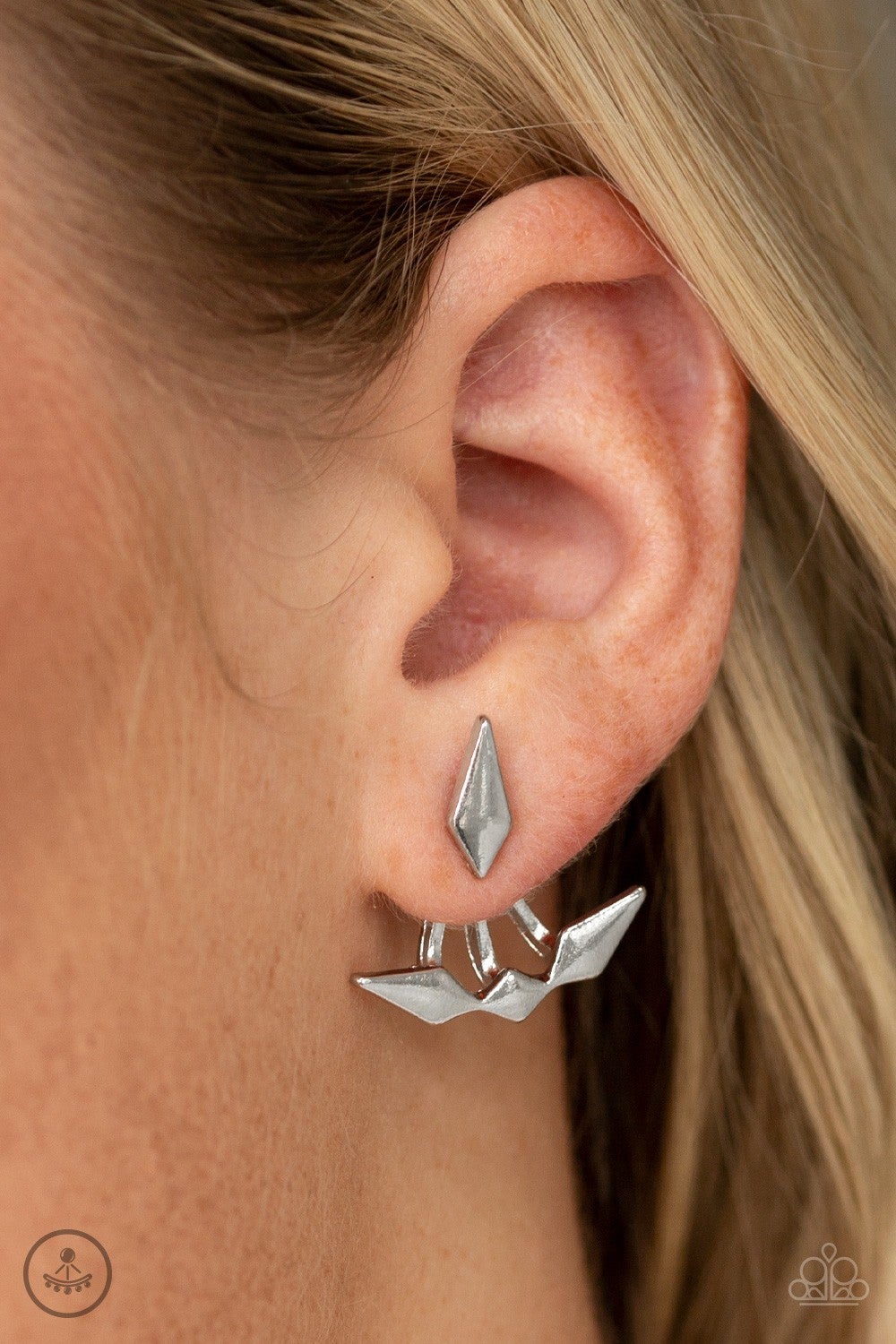 Metal Origami - Silver Earrings - Paparazzi Accessories