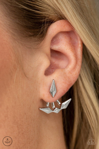 Metal Origami - Silver Earrings - Paparazzi Accessories