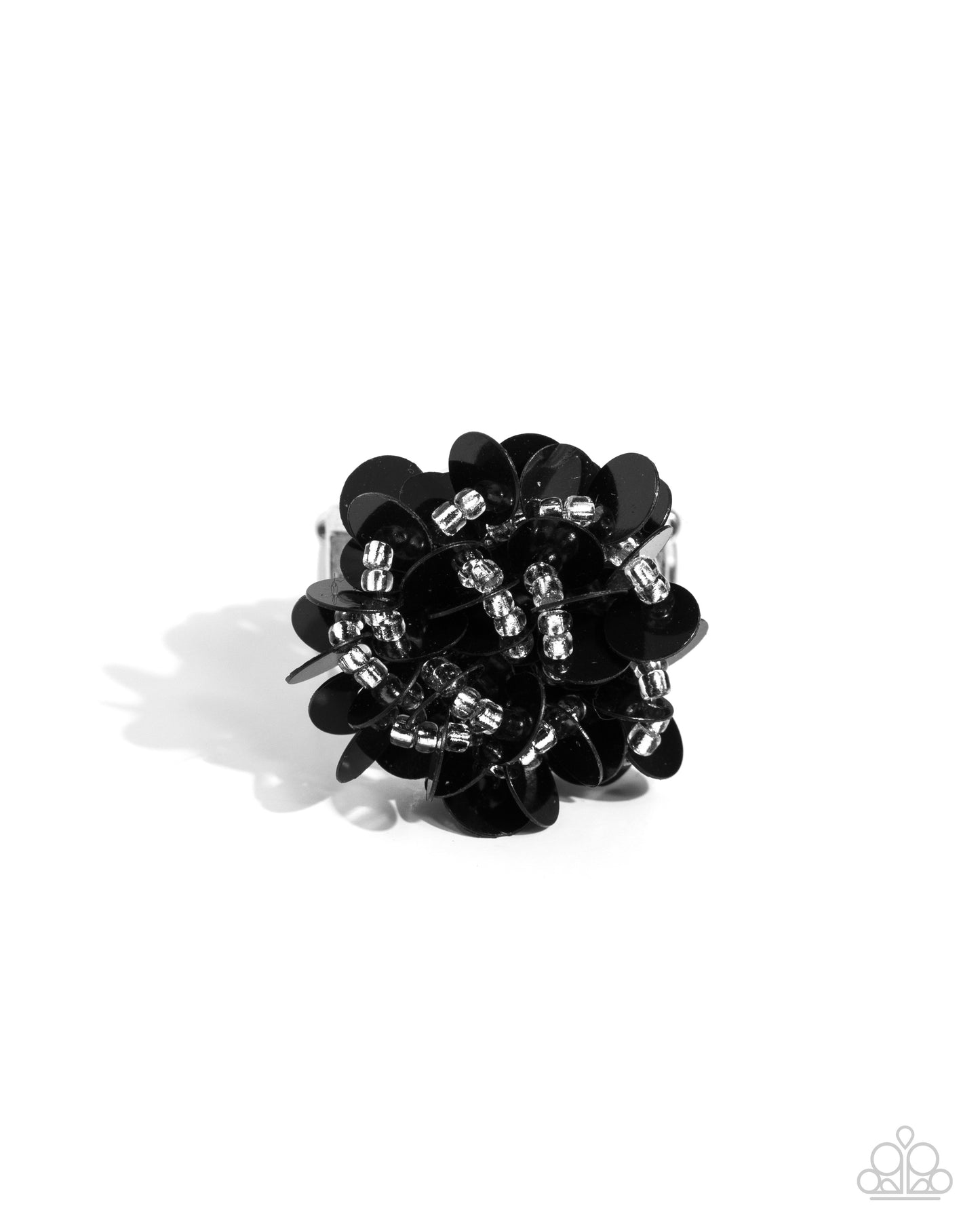 Dynamic Disco - Black Sequin Ring - Paparazzi Accessories