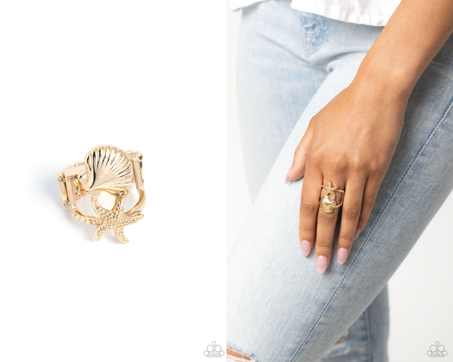 Seashell Showcase - Gold Starfish Ring - Paparazzi Accessories