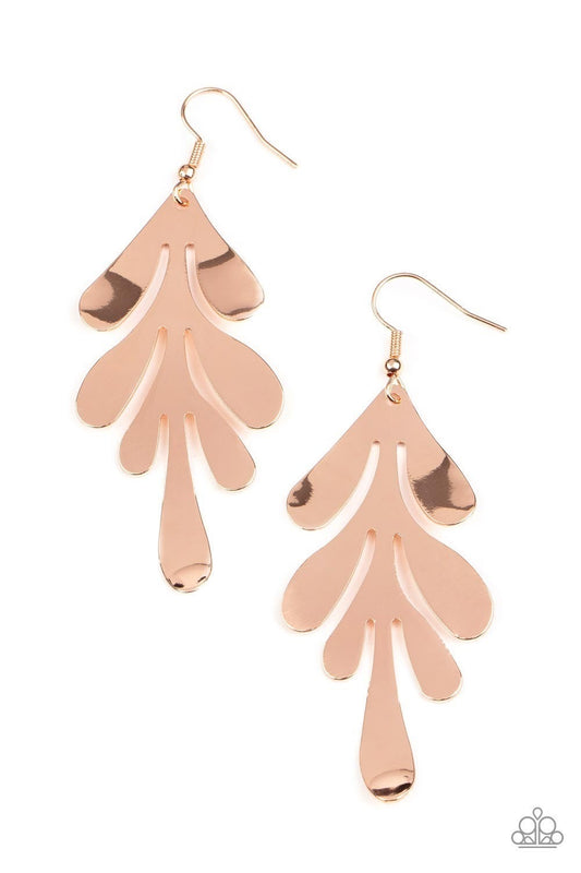 A FROND Farewell - Rose Gold Earrings - Paparazzi Accessories