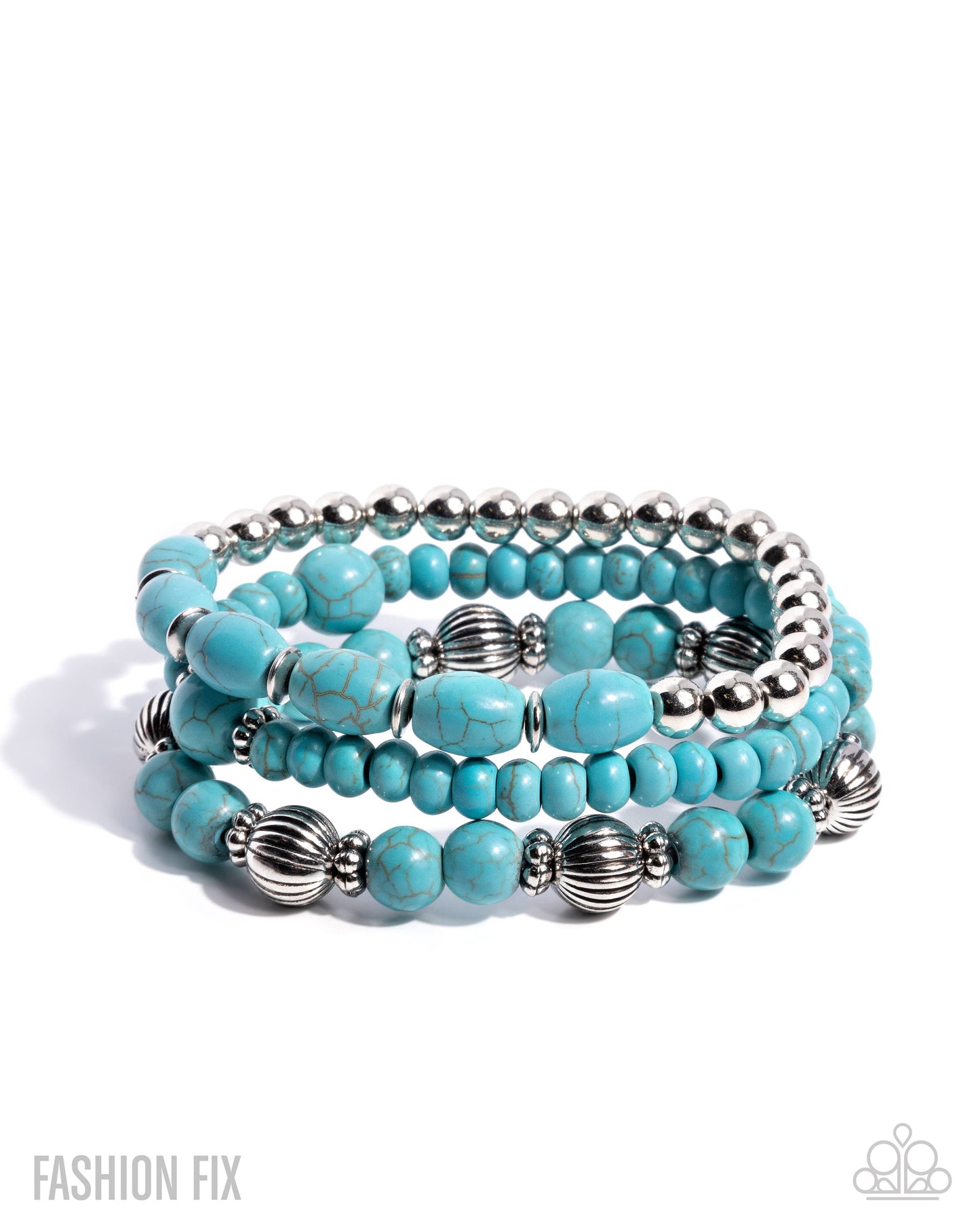 Earthy Express - Blue Turquoise Crackle Stone Stretchy Bracelets - Simply Santa Fe August 2025 - Paparazzi Accessories