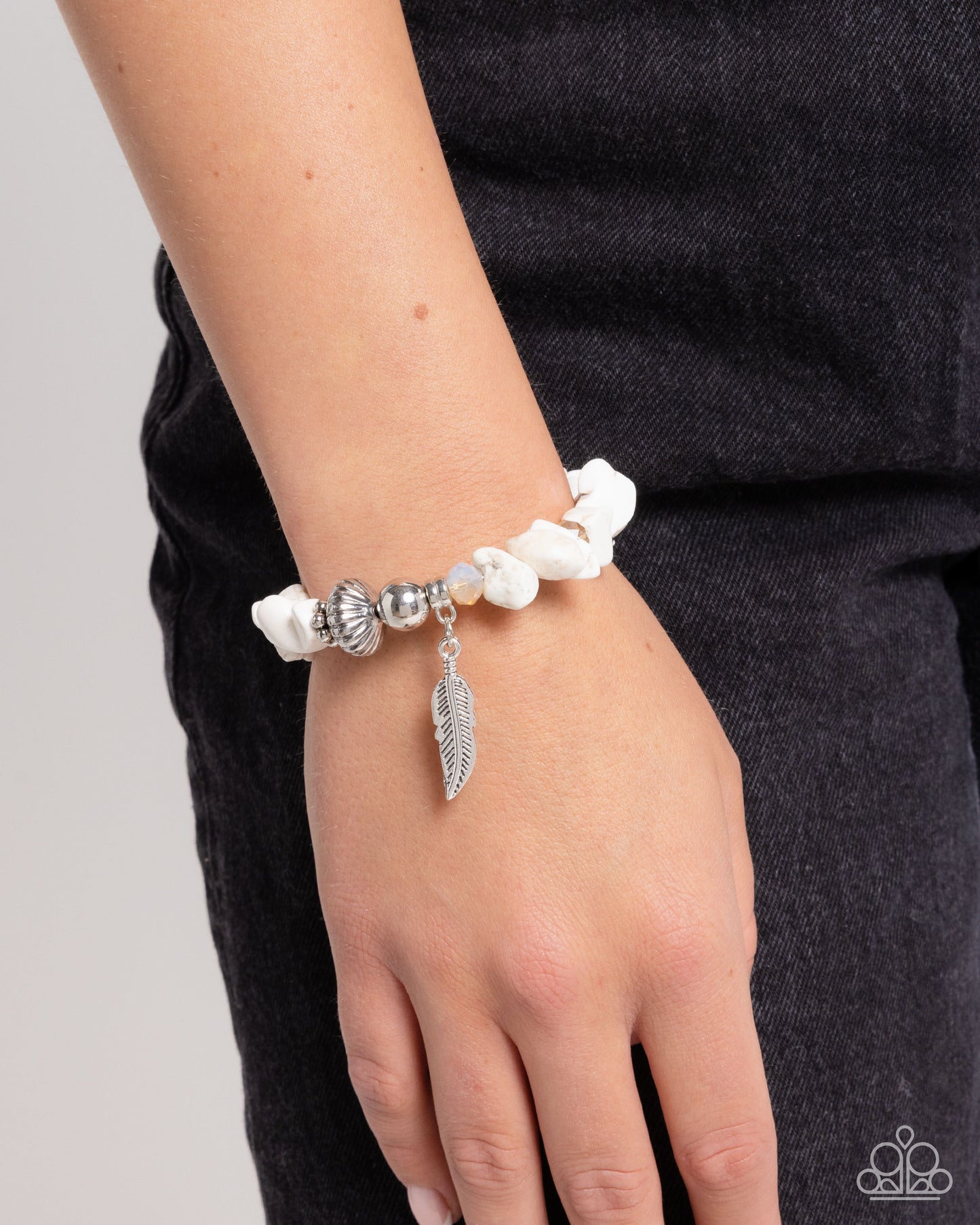 Earthy Earning - White Crackle Stone Infinity Wrap Bracelet - Paparazzi Accessories