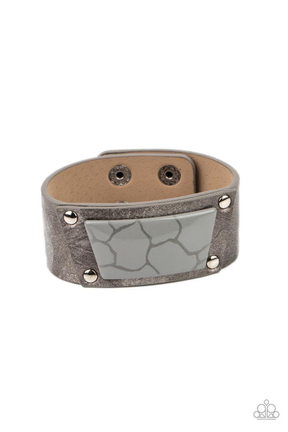 Geo Glamper - Silver Snap Wrap Bracelet - Paparazzi Accessories