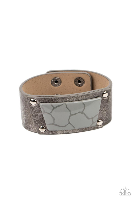 Geo Glamper - Silver Snap Wrap Bracelet - Paparazzi Accessories