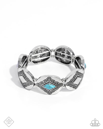 Elemental Example - Blue Stretchy Bracelet - Simply Santa Fe April 2025 - Paparazzi Accessories