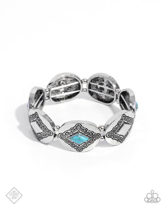 Elemental Example - Blue Stretchy Bracelet - Simply Santa Fe April 2025 - Paparazzi Accessories