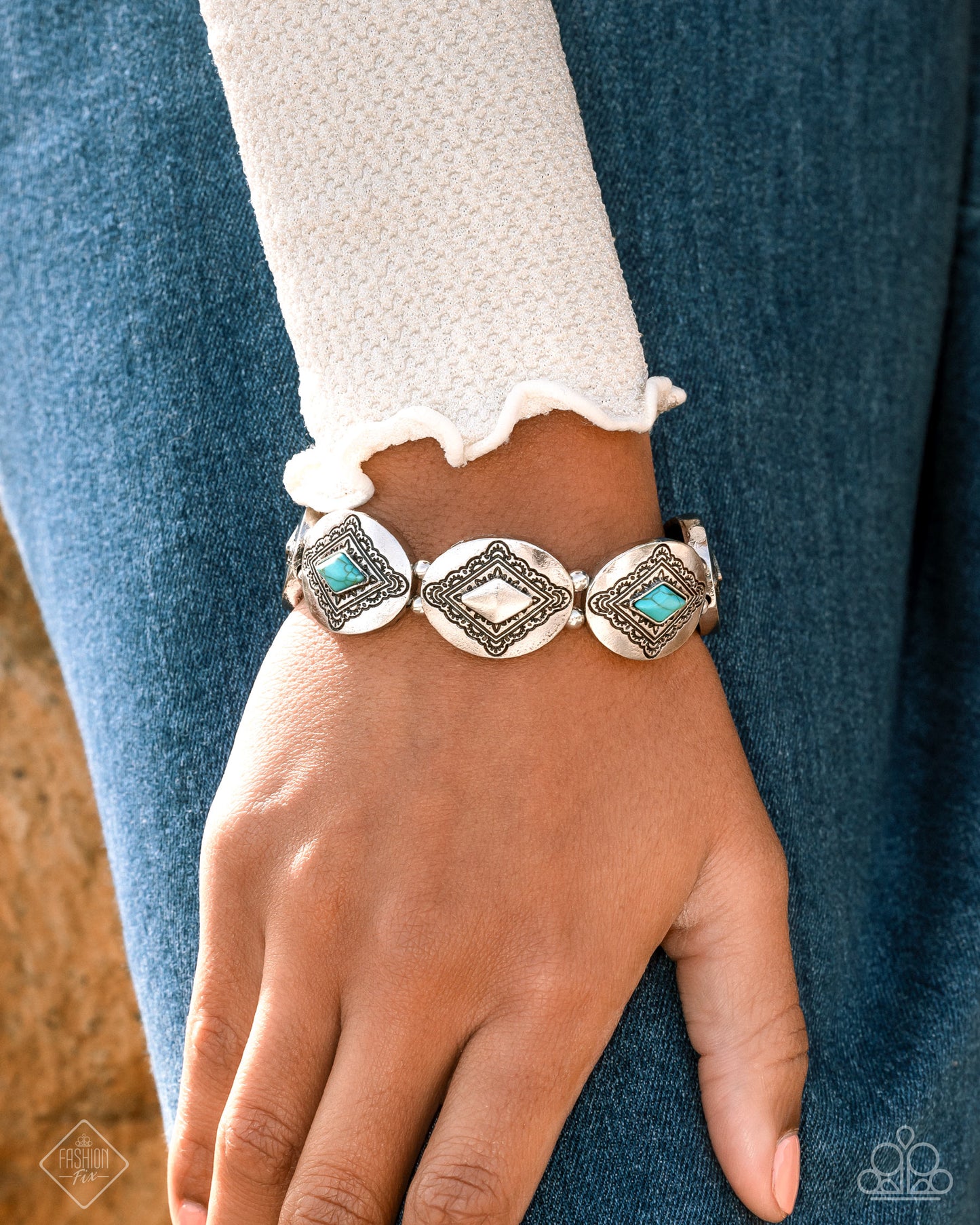 Elemental Example - Blue Stretchy Bracelet - Simply Santa Fe April 2025 - Paparazzi Accessories