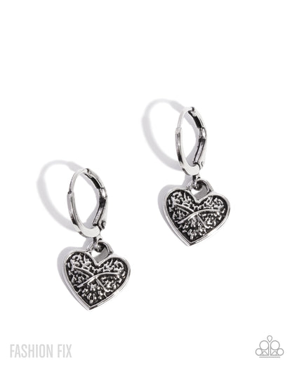 Enduring Effort - Silver Heart Hinge Hoop Earrings - Glimpses of Malibu August 2025 - Paparazzi Accessories