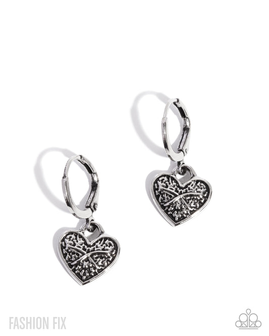 Enduring Effort - Silver Heart Hinge Hoop Earrings - Glimpses of Malibu August 2025 - Paparazzi Accessories
