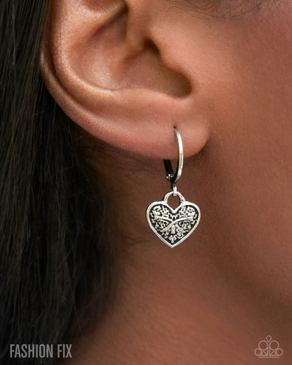 Enduring Effort - Silver Heart Hinge Hoop Earrings - Glimpses of Malibu August 2025 - Paparazzi Accessories