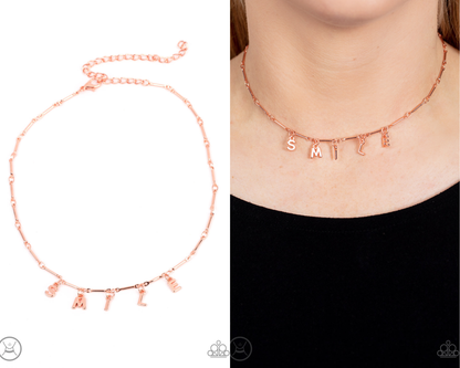 Say My Name - Copper - SMILE Choker Necklace - Paparazzi Accessories