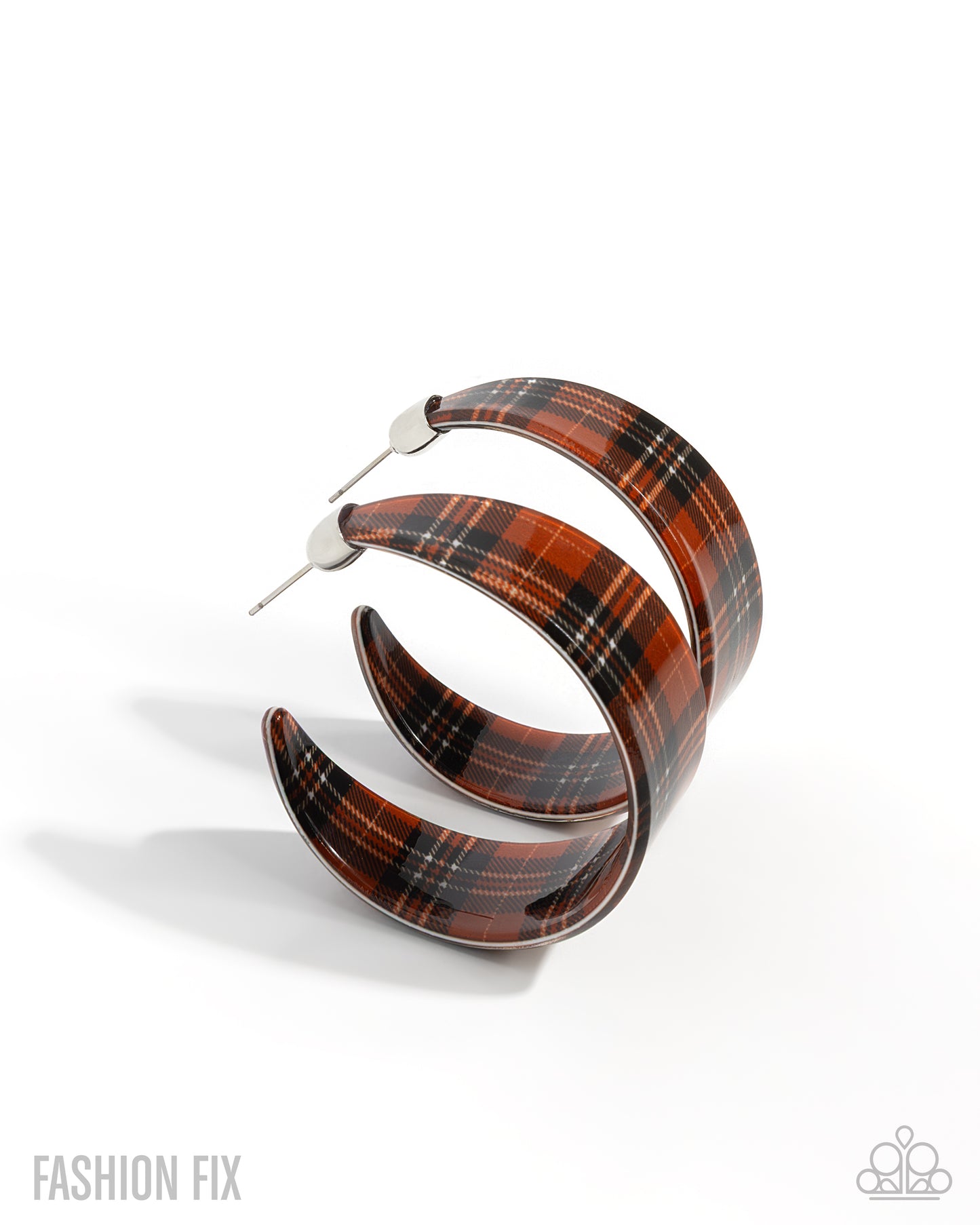 Fabulous Flannel - Brown Earrings - Sunset Sightings December 2025 - Paparazzi Accessories