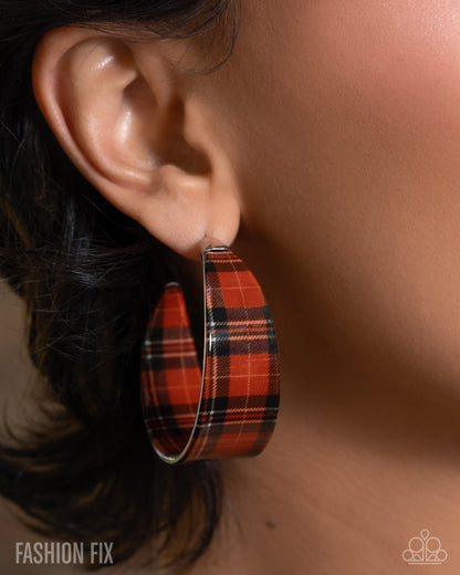 Fabulous Flannel - Brown Earrings - Sunset Sightings December 2025 - Paparazzi Accessories