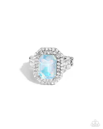 Faceted Fidelity - Blue Opalescent Gem Ring - Paparazzi Accessories