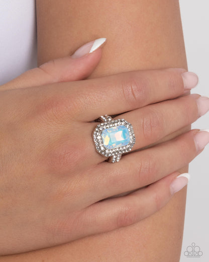 Faceted Fidelity - Blue Opalescent Gem Ring - Paparazzi Accessories