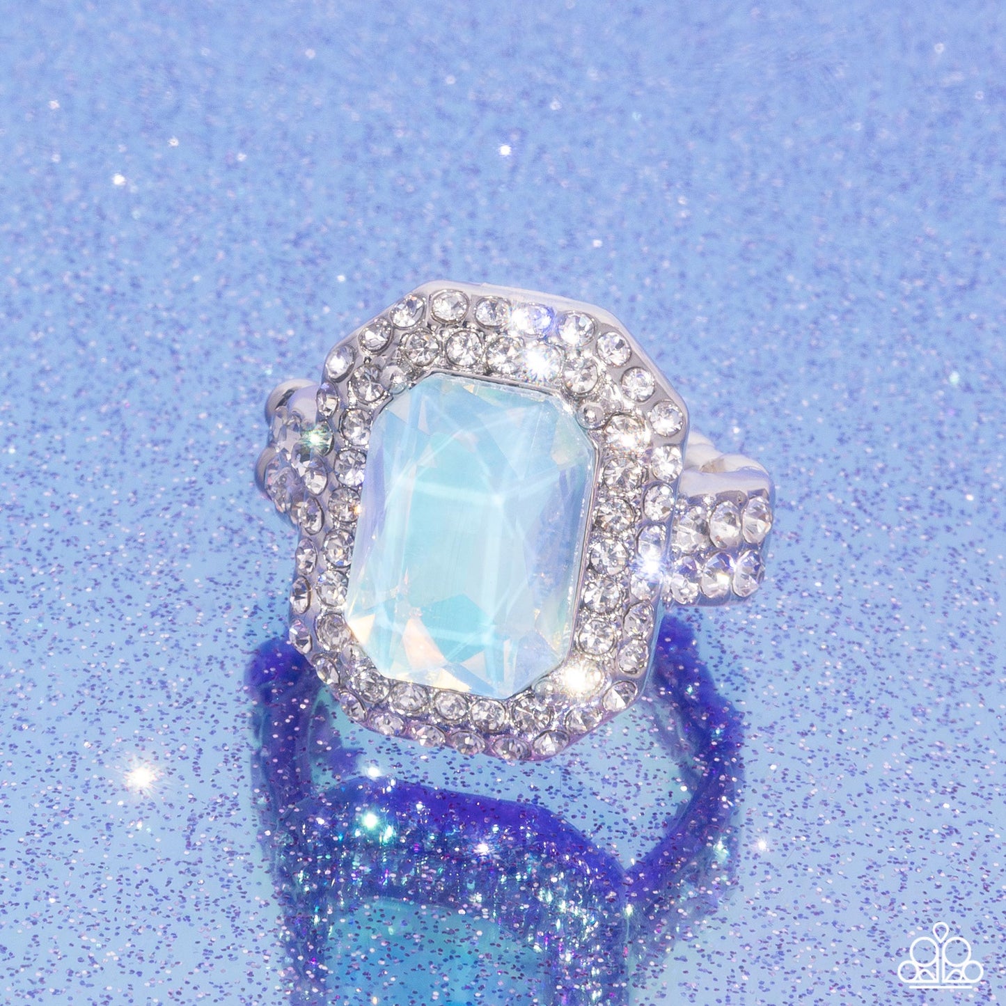 Faceted Fidelity - Blue Opalescent Gem Ring - Paparazzi Accessories